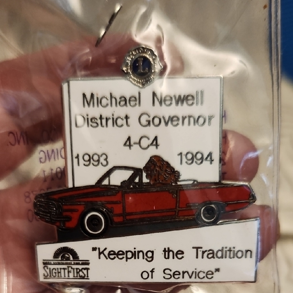 Vintage Lions Club Michael  Newell District Governor 1993 1994 4C4 Souvenir Pin
